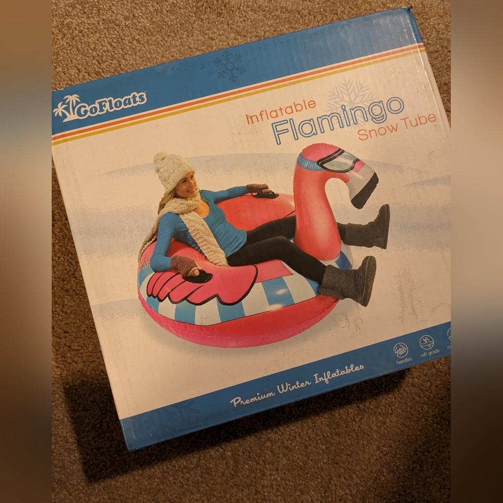 GoFloats inflatable Flamingo snow tube